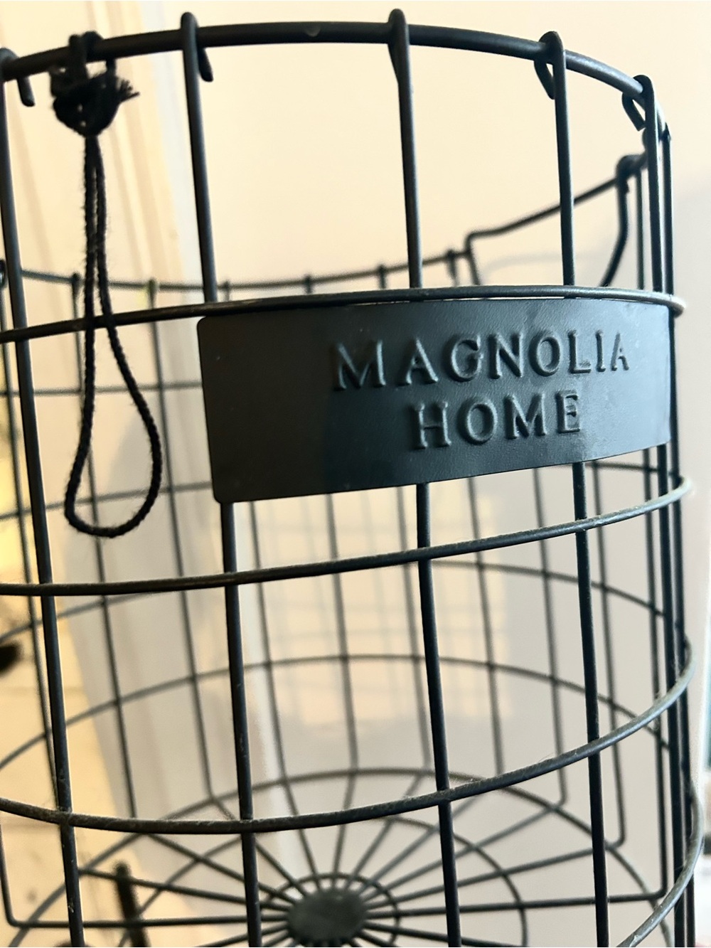 Magnolia Home Black Wire Basket Farmhouse Storage 11” tall 10” around